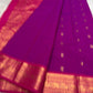Rich purple Kanchi pattu saree with lightweight drape and woven gold zari