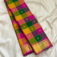 Mayil Chakram motif detail on the multicoloured Kanjivaram Paalum Pazhamum saree