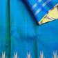 Mayil Kazhuthu blue Ettukol pure silk Kancheepuram saree with gold temple peaks – view 3