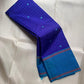 Mayil Kazhuthu border with Arakku red lines, royal-blue Kanjipuram Rettapet saree