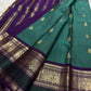 Mayil Kazhuthu Green Pure Silk Kanjivaram Butta saree with Royal Purple zari border