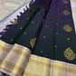 Mayil Kazhuthu Pure Silk Kanchipuram Butta saree with silver Maanga zari border
