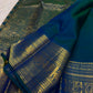 Blue-green Pure Silk Kanchipuram Butta saree with traditional sacred-bird gold zari border