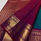 Mayil Kazhuthu Kanchipuram Saree — pallu detail with raspberry-pink and gold zari peacock work