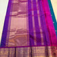 Peacock Blue pure silk Kancheepuram saree — mayil kazhuthu magenta korvai