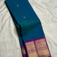 Peacock Blue pure silk Kancheepuram saree — mayil kazhuthu korvai border