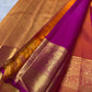 Mayil Kazhuthu silk saree with lagoon-teal colour play, Rani-pink selvedge and rich gold zari Pettu