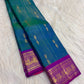 Mayil Kazhuthu peacock-blue-green pure silk Kanjipuram Vairaoosi saree, full drape — Idam Living