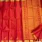 Mayil zari motif detail on the vermilion red Vairaoosi Kanchipuram saree