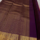 Kanchipattu silk saree in royal purple with antique gold border Maanga Butta weave traditional zari detail