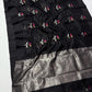 Midnight-black Pattu Silk Chanderi saree by Idam Living