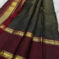 Midnight Black Handwoven Pure Silk KanchiPattu Saree with Ganga Jamuna Zari Kattam Rettapet Border