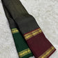 Midnight Black Handwoven Pure Silk KanchiPattu Saree with Ganga Jamuna Zari Kattam Rettapet Border
