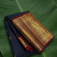 Midnight Navy Blue Kanchipuram Silk Saree with Korvai Mayil Border