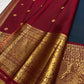 Midnight Navy Blue Kanchipuram Silk Saree with Korvai Mayil Border