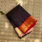 Midnight Navy Kancheepuram silk saree, border close-up detail — Idam Living