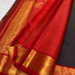 Midnight Navy Kancheepuram silk saree — full front view, vairaoosi weave — Idam Living