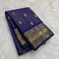 Navy Lightweight Kanchipuram saree with dark green selvedge