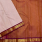 Red and Ivory Handwoven Pure Silk Kanchipuram Saree with Mini Kattam and Arakku Border, contrasting border detail