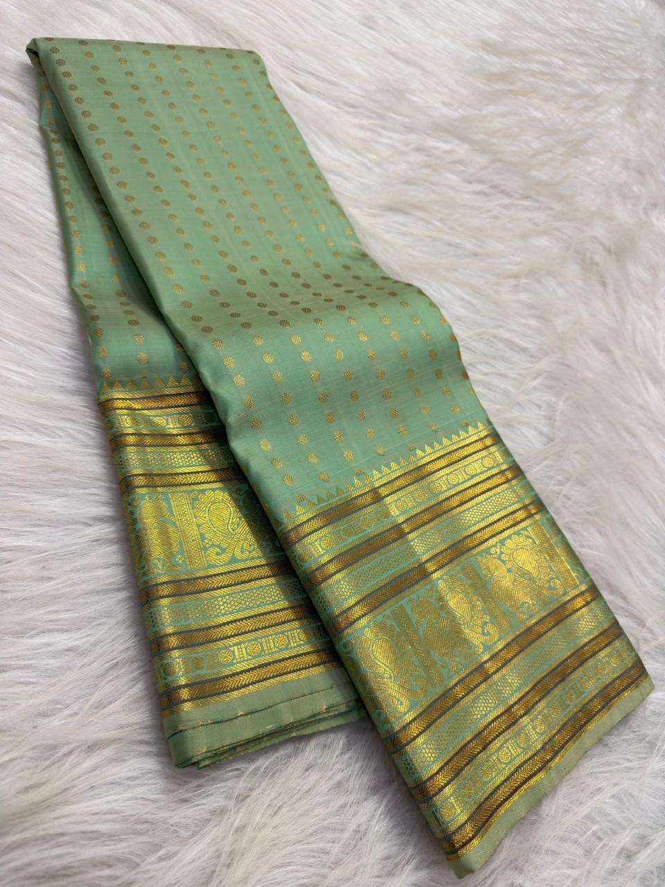 Mint Green Kanjeevaram saree blouse piece