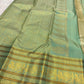 Mint Green Kanjeevaram saree peacock border close-up