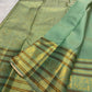 Mint Green handwoven pure silk Kanjeevaram Butta saree zari border detail