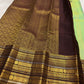Silver zari accent border detail on mint green Kancheepuram pure silk saree — Idam Living