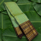 Mint green handwoven Kancheepuram pure silk saree with all-over gold zari butta jaal and maroon varisaipet border — Idam Living