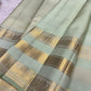 Mint Green Kanchipuram silk saree folded, showing border and pallu