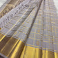 Mist lavender grey handloom Kanchipuram silk saree USA