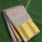 Mist lavender grey Kanchipuram silk saree veldhari zari kattam bavanji border front view