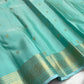 Misty Aqua Blue Kanjeevaram silk saree, body weave texture close-up — Idam Living