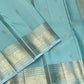 Misty Aqua Blue Kanjeevaram silk saree — full front view, butta weave — Idam Living
