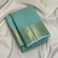 Misty Aqua Blue Kanjeevaram silk saree, pallu detail — Idam Living