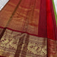Traditional Kanchipuram Korvai saree in olive green with heritage Gandaberunda weaving and red contrast