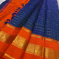 Ms blue kanchipuram silk fine zari kattam buttas – Idam Living Pure Silk Kanchipuram saree