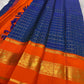 Ms blue kanchipuram zari kattam saree kanakambaram border – Idam Living Pure Silk Kanchipuram saree