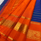 Ms blue orange zari kattam kanchipuram saree – Idam Living Pure Silk Kanchipuram saree