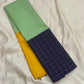Mint sage green micro-check panel on mubbagam Kanchipuram pure silk saree — Idam Living