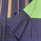 Mustard yellow and navy blue panels on mubbagam korvai Kanchipuram silk saree — Idam Living
