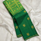 Vintage Pachai Green Kanchipuram silk saree with circular medallion and bird-form gold zari buttas.