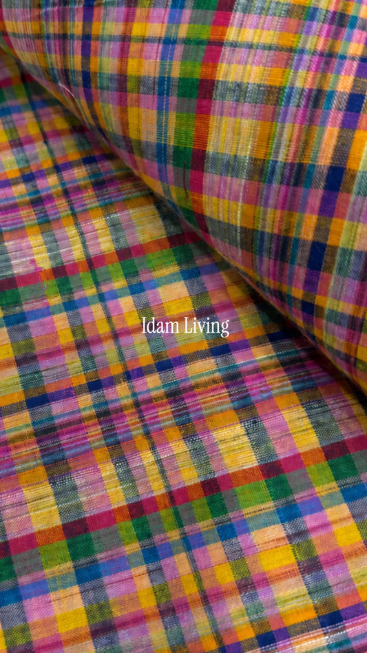 Custom Made Multicolor Checks pure Handwoven  cotton Blouse (Made to Measure)