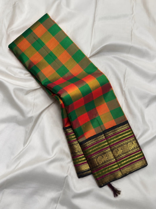 Multicolour Paalum Pazhamum Pure Silk Kanchipuram saree