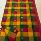 Multicolour pure silk Kanjeevaram saree — borderless paalum pazhamum, texture detail
