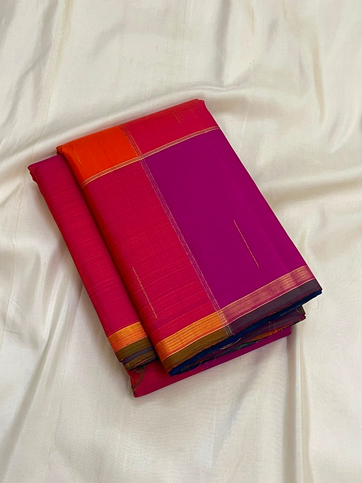 Multicolour checked Kanchi Pattu silk saree with oversized checks, full view