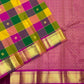 Multicolour checkered Kanjivaram pure silk saree