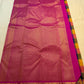 Purple canary yellow and coral paalum pazhamum checks on handwoven Kanchipuram silk saree — Idam Living