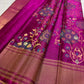 Multicolour floral zari Kanjivaram saree with teal blue peach and gold woven flowers.