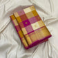 Rani Pink and antique-gold zari border on multicolour Paalum Pazhamum pure silk saree.
