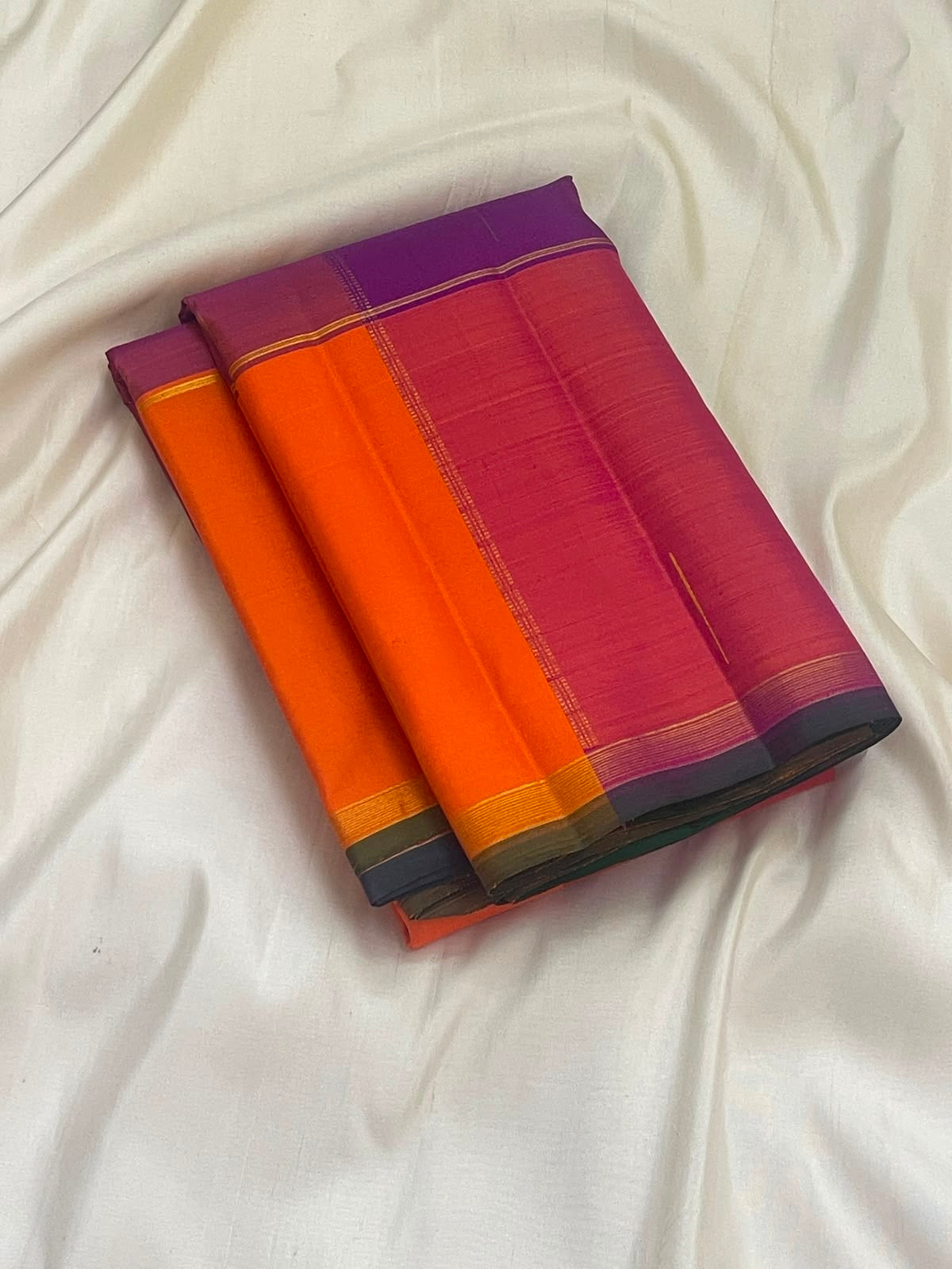 Multicolour Pure Silk Kanjipuram Paalum Pazhamum Saree - border detail